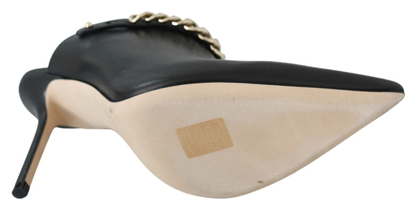 Elegante Schwarz-Gold Leder Pumps