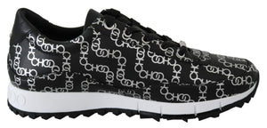 Elegante Leder-Sneakers in Schwarz und Silber