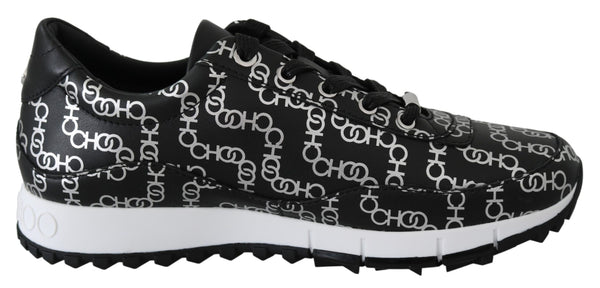 Elegante Leder-Sneakers in Schwarz und Silber