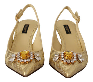 Gold Kristall Slingbacks Pumps Heels Schuhe