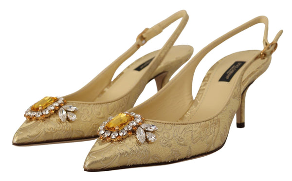 Gold Kristall Slingbacks Pumps Heels Schuhe