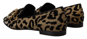Gold Leopard Print Kristalle Loafers Schuhe