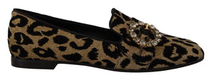 Gold Leopard Print Kristalle Loafers Schuhe
