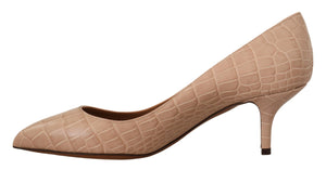 Beige Leder Spitze Absätze Pumps Schuhe