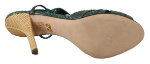 Grün Python Riemchen Sandalen Heels Schuhe