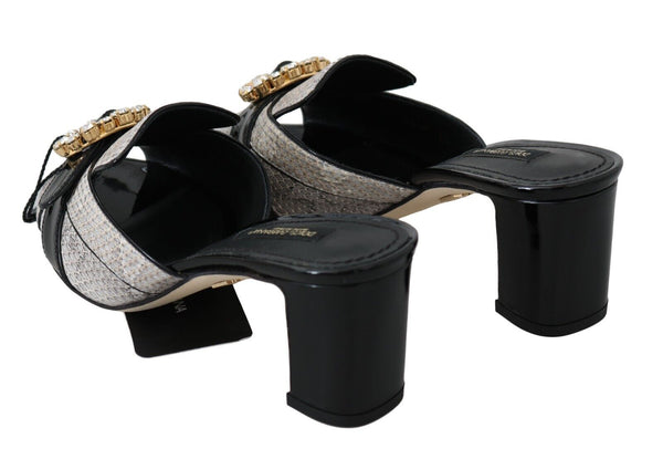 Schwarz Grau Exotisches Leder Kristalle Sandalen Schuhe