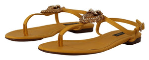 Senf Leder Devotion Flats Sandalen Schuhe