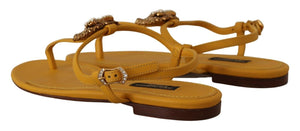 Senf Leder Devotion Flats Sandalen Schuhe
