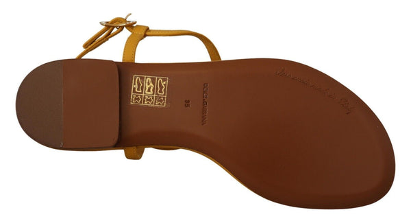 Senf Leder Devotion Flats Sandalen Schuhe