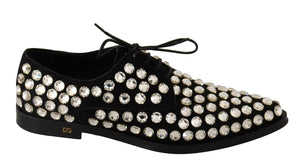 Schwarz Leder Kristalle Schnürschuhe Formal Schuhe