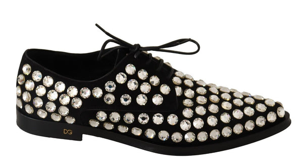 Schwarz Leder Kristalle Schnürschuhe Formal Schuhe