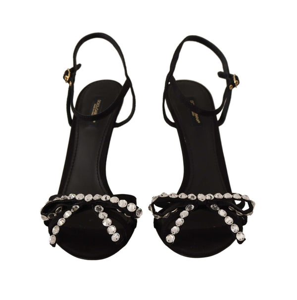 Schwarz Crystals Knöchelriemen Heels Sandalen Schuhe