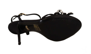 Schwarz Crystals Knöchelriemen Heels Sandalen Schuhe