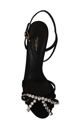 Schwarz Crystals Knöchelriemen Heels Sandalen Schuhe