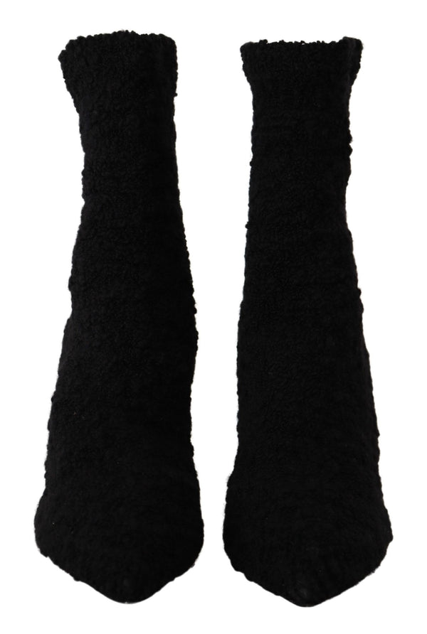 Schwarz Stiletto Heels Mid Calf Frauen Stiefel