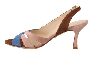 Multicolor Wildleder Leder Slingback Heels Sandalen Schuhe