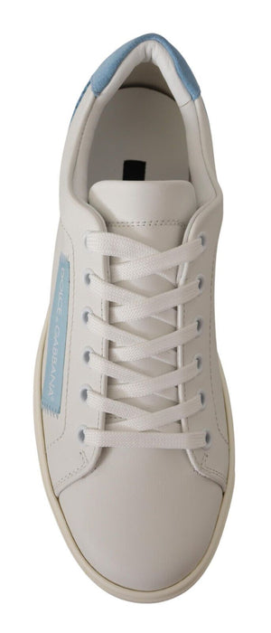 Weiß Blau Leder Low Top Turnschuhe Schuhe