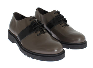 Graue Braune Leder Schnürschuhe
