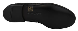 Schwarz Floral Jacquard Hausschuhe Loafers Schuhe
