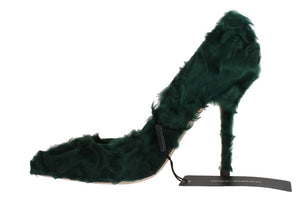 Grüne Xiangao Lammfell Leder Pumps