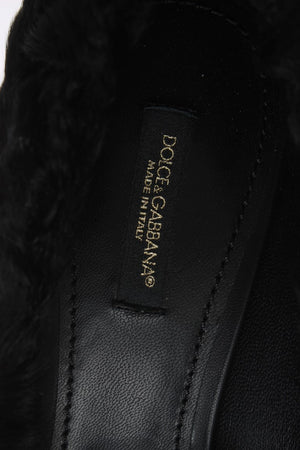 Schwarze Xiangao Lammfell Leder Pumps