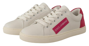 Weiß Rosa Leder Low Top Sneakers Damen Schuhe