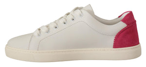 Weiß Rosa Leder Low Top Sneakers Damen Schuhe