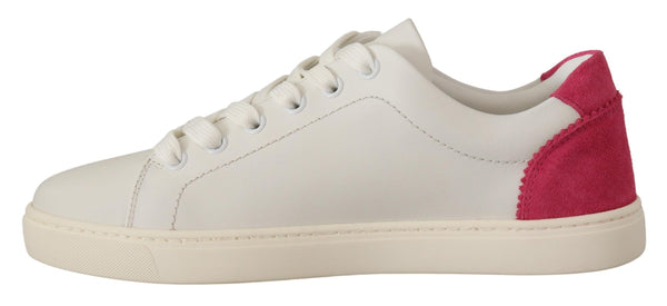 Weiß Rosa Leder Low Top Sneakers Damen Schuhe