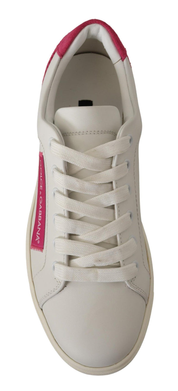 Weiß Rosa Leder Low Top Sneakers Damen Schuhe