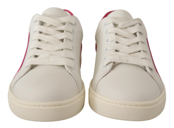 Weiß Rosa Leder Low Top Sneakers Damen Schuhe
