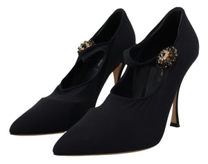 Schwarze Socken Stretch Crystal Pumps Schuhe