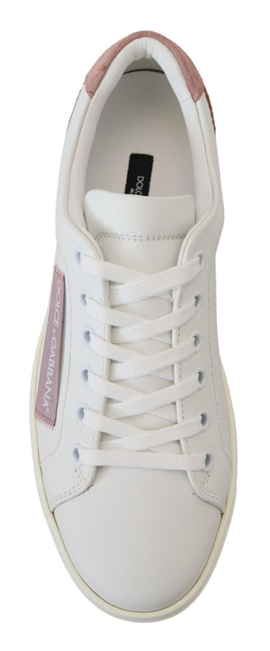 Weiß Rosa Leder Low Top Turnschuhe Schuhe