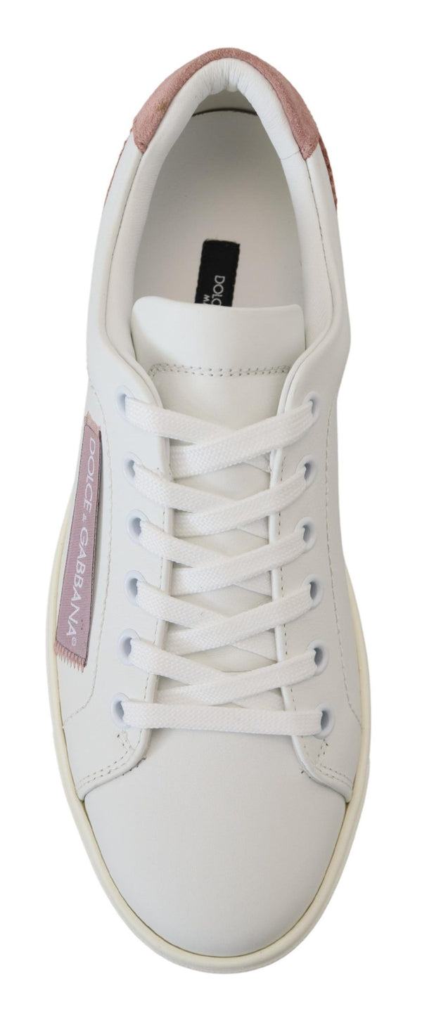 Weiß Rosa Leder Low Top Turnschuhe Schuhe