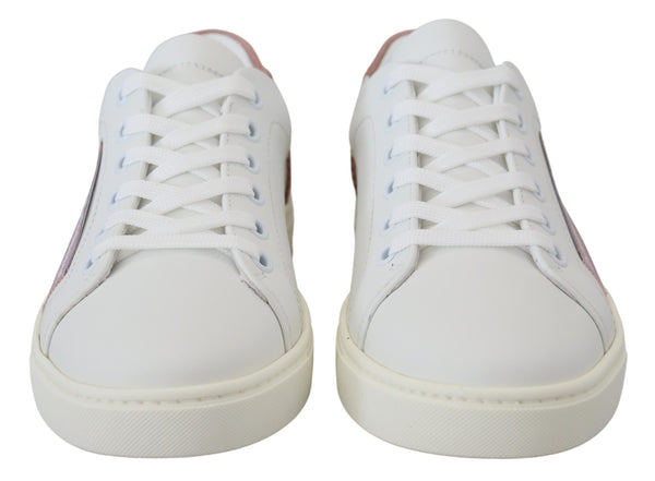 Weiß Rosa Leder Low Top Turnschuhe Schuhe