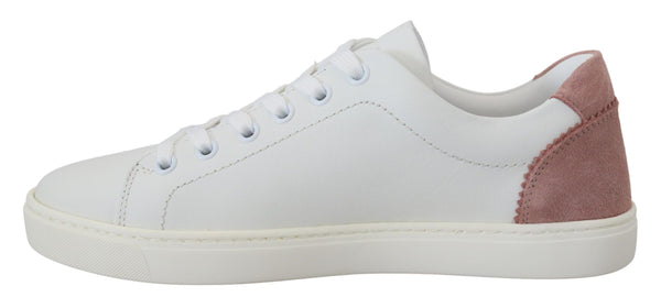 Weiß Rosa Leder Low Top Turnschuhe Schuhe