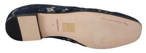 Blau Floral Spitze Slip Ons Loafers Flats Schuhe