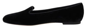 Schwarzer Samt Slip Ons Loafers Flats Schuhe