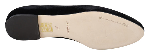 Schwarzer Samt Slip Ons Loafers Flats Schuhe