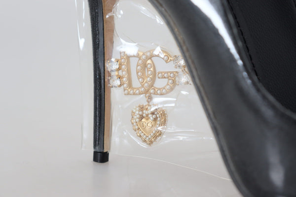 Schwarze Lederabsätze Pumps Kunststoffummantelte Schuhe
