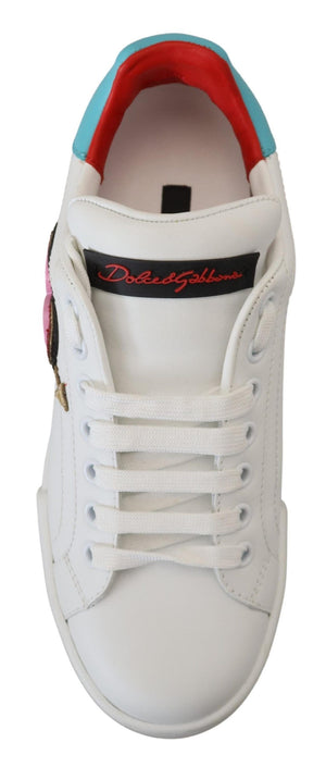 Weißes Leder Sneaker Portofino Logo Heart Schuhe