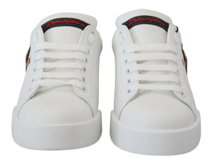 Weißes Leder Sneaker Portofino Logo Heart Schuhe
