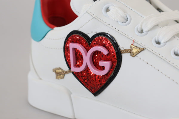Weißes Leder Sneaker Portofino Logo Heart Schuhe
