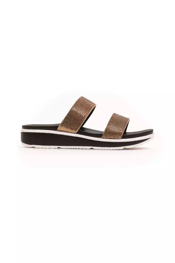 Beige Textil-Sandalen für Damen
