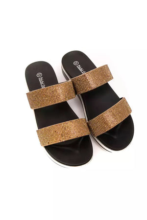 Beige Textil-Sandalen für Damen