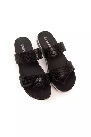 Schicke Strass-Doppelriemchen-Sandalen