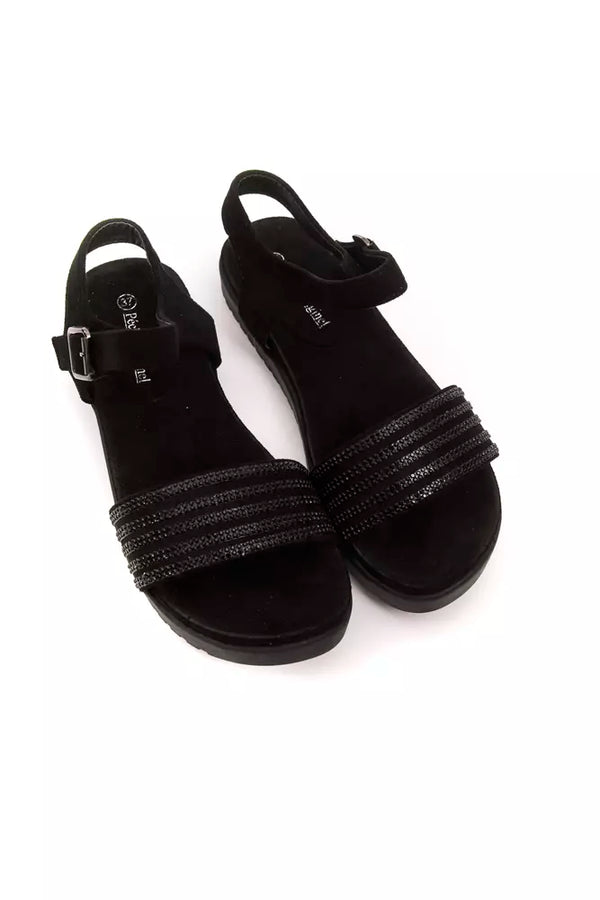 Schwarze Textil-Sandale für Damen
