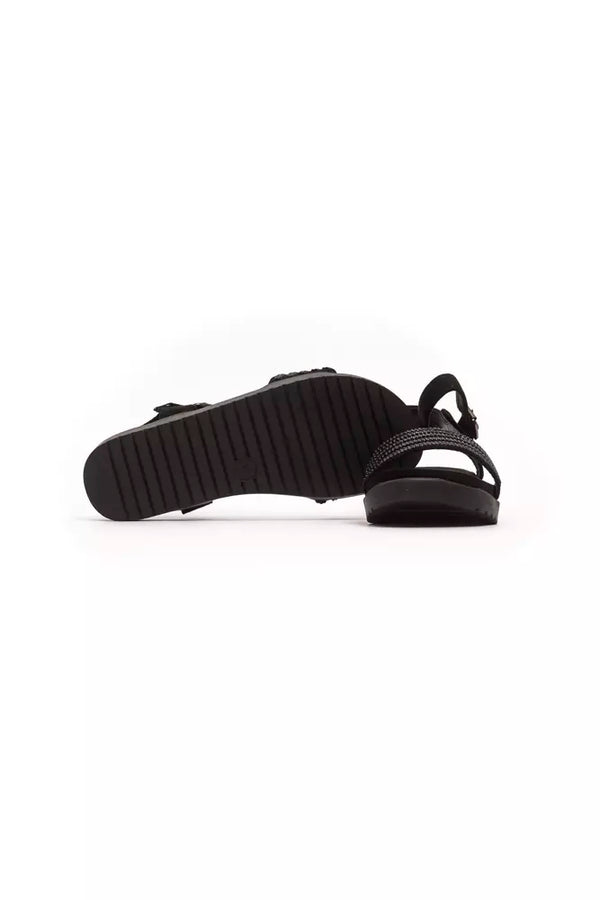 Schwarze Textil-Sandale für Damen