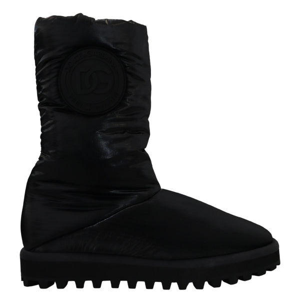 Schwarze Stiefel Gepolsterte Mittlere Wade Winterschuhe