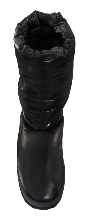 Schwarze Stiefel Gepolsterte Mittlere Wade Winterschuhe