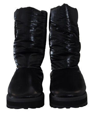 Schwarze Stiefel Gepolsterte Mittlere Wade Winterschuhe